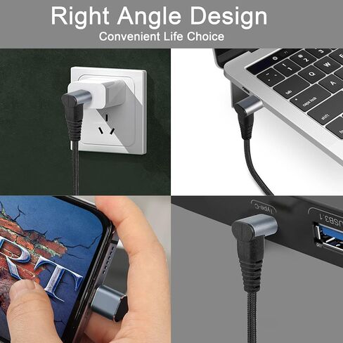 GELRHONR 0.25M 90 Degree USB C Cable, Up & Down Angle USB3.1 Gen2 USB Type C Male to Female 10Gbps Data Transfer PD 100W Charging Cord,UP Down Type-C Cable（Black 0.25M/0.8Ft） in Saudi Arabia