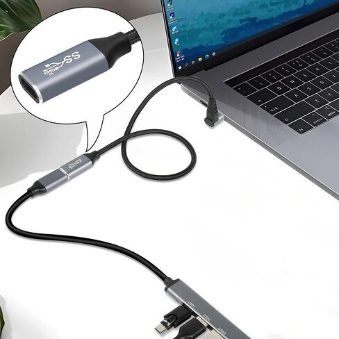 GELRHONR 0.25M 90 Degree USB C Cable, Up & Down Angle USB3.1 Gen2 USB Type C Male to Female 10Gbps Data Transfer PD 100W Charging Cord,UP Down Type-C Cable（Black 0.25M/0.8Ft） in Saudi Arabia