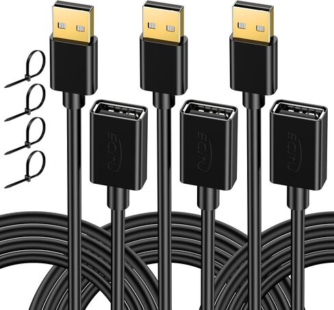سلك موسع USB بطول 3 أقدام (10 حزم)، كابل تمديد USB 2.0، USB A ذكر إلى أنثى، متوافق مع محرك فلاش USB، القرص الصلب، قارئ البطاقات، كاميرا الويب، الطابعة، لوحة المفاتيح، الماوس، بلاي ستيشن، إكس بوكس، سماعة الواقع الافتراضي in Kuwait