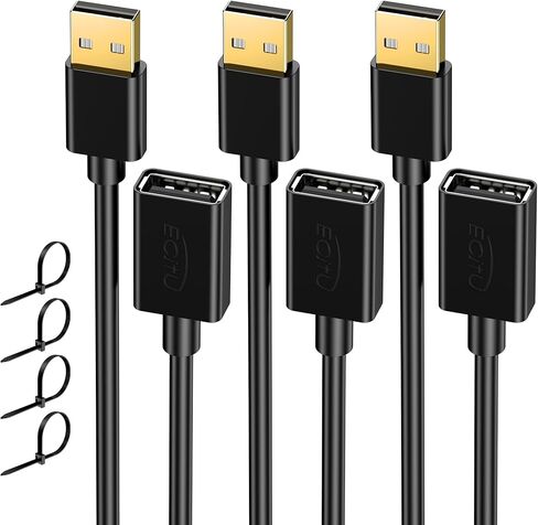 سلك موسع USB بطول 3 أقدام (10 حزم)، كابل تمديد USB 2.0، USB A ذكر إلى أنثى، متوافق مع محرك فلاش USB، القرص الصلب، قارئ البطاقات، كاميرا الويب، الطابعة، لوحة المفاتيح، الماوس، بلاي ستيشن، إكس بوكس، سماعة الواقع الافتراضي in Kuwait