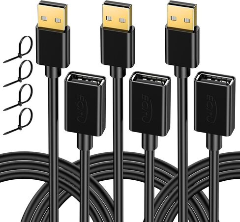 سلك موسع USB بطول 3 أقدام (10 حزم)، كابل تمديد USB 2.0، USB A ذكر إلى أنثى، متوافق مع محرك فلاش USB، القرص الصلب، قارئ البطاقات، كاميرا الويب، الطابعة، لوحة المفاتيح، الماوس، بلاي ستيشن، إكس بوكس، سماعة الواقع الافتراضي in Kuwait