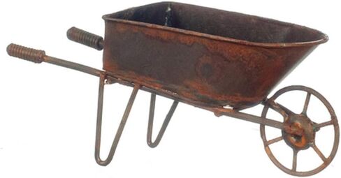 Dollhouse Aged Rusty Wheelbarrow Miniature 1:12 Scale Yard Garden Accessory in Saudi Arabia