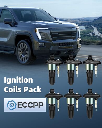 ECCPP Set of 6 Ignition Coils Pack for GMC Chevrolet Buick Isuzu Saab Trailblazer Envoy Rainer Colorado Canyon Envoy Hummer H3 OE Numbers 2.8L 3.5L 4.2L UF303 C1395 in Saudi Arabia
