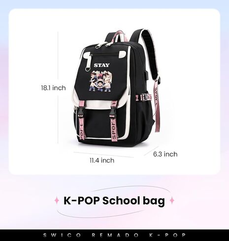 Kpop SKZ Merch Laptop Bag Cute Cartoon Bookbag with Notebook, USB Charging and Headphone Port in Saudi Arabia