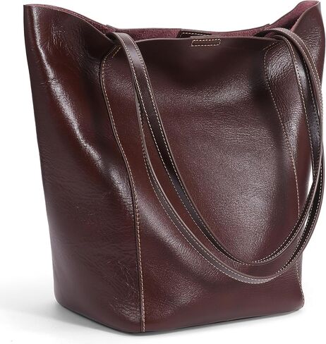 Genuine Leather Tote Shoulder Handbag Bucket Hobo Purse Vintage Satchel for Women 2pcs set in Saudi Arabia