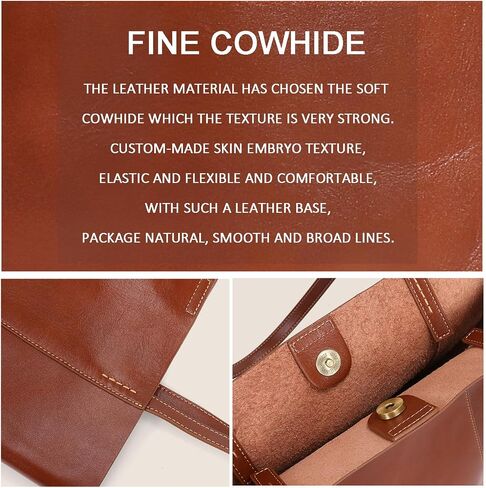 Genuine Leather Tote Shoulder Handbag Bucket Hobo Purse Vintage Satchel for Women 2pcs set in Saudi Arabia