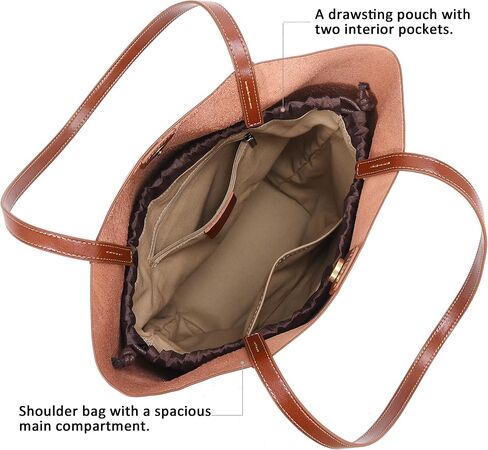 Genuine Leather Tote Shoulder Handbag Bucket Hobo Purse Vintage Satchel for Women 2pcs set in Saudi Arabia