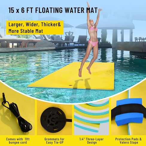 سجادة مياه عائمة، سجادة عائمة على شكل وسادة زنبق مقاس 9 × 6 بوصة، وسادة عائمة من إسفنج الماء مكونة من 3 طبقات للاستجمام في المياه والاسترخاء، سجادة أنشطة مائية سميكة ومتينة للبحيرة والمحيطات in Kuwait