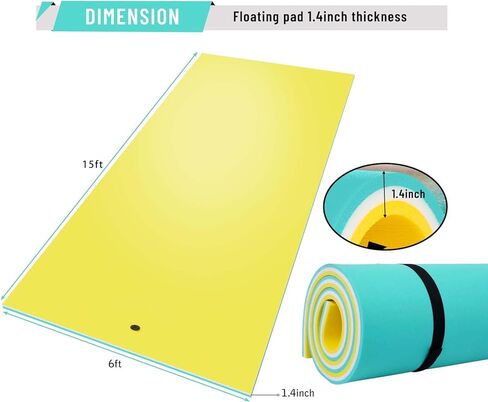 سجادة مياه عائمة، سجادة عائمة على شكل وسادة زنبق مقاس 9 × 6 بوصة، وسادة عائمة من إسفنج الماء مكونة من 3 طبقات للاستجمام في المياه والاسترخاء، سجادة أنشطة مائية سميكة ومتينة للبحيرة والمحيطات in Kuwait