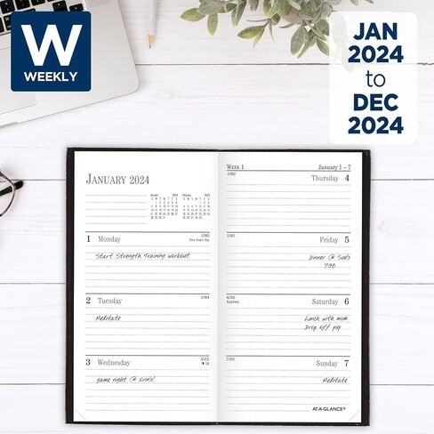 AT-A-GLANCE 2025 مذكرات دقيقة، مذكرات أسبوعية وشهرية، 3 × 6 بوصة، حجم الجيب، أسود (72020525) in Saudi Arabia