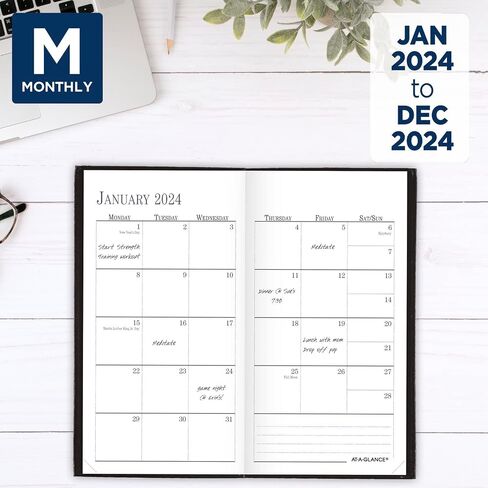 AT-A-GLANCE 2025 مذكرات دقيقة، مذكرات أسبوعية وشهرية، 3 × 6 بوصة، حجم الجيب، أسود (72020525) in Saudi Arabia