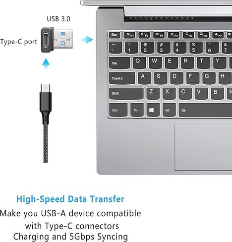 محول أنثى USB A ذكر إلى USB C من GELRHONR، موصل USB3.0 إلى النوع C 90 درجة يدعم الجوانب أحادية الاتجاه 5 جيجابت في الثانية ونقل البيانات - 2 حزمة (زاوية سوداء لأعلى ولأسفل) in Kuwait