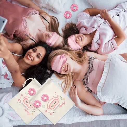 24 Pcs Sleepover Party Supplies Birthday Party Favor with Satin Eye Mask Satin Hair Scrunchies in Saudi Arabia