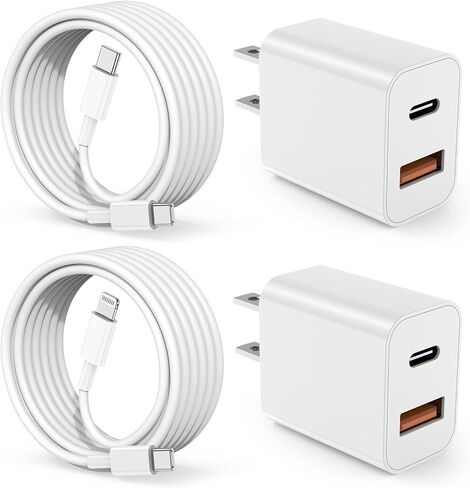 for iPhone 15 Charger Block 2-Pack 20W Dual Port USB Fast Wall Charger with 3FT USB C to C Charger Cable & Type to Lightning Charging Cord for iPhone 15 Pro/15 Pro Max/iPhone 14/13/12/iPad,Samsung in Saudi Arabia