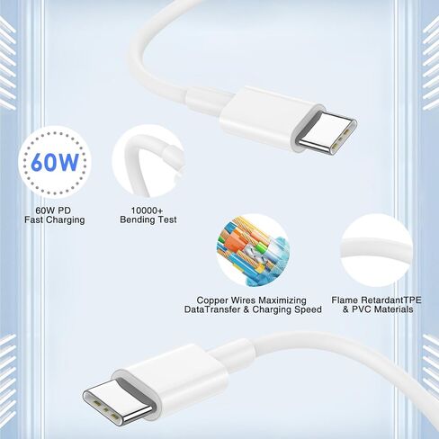 for iPhone 15 Charger Block 2-Pack 20W Dual Port USB Fast Wall Charger with 3FT USB C to C Charger Cable & Type to Lightning Charging Cord for iPhone 15 Pro/15 Pro Max/iPhone 14/13/12/iPad,Samsung in Saudi Arabia
