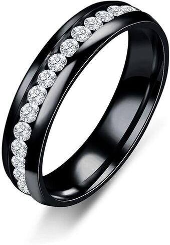MIKAMU Ring for Women Men Stainless Steel Oval Cubic Zirconia Ring Rings for Men Best Gifts Couples Valentine's Day in Saudi Arabia
