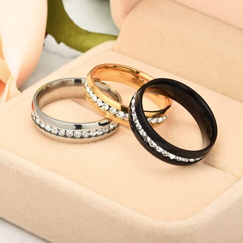 MIKAMU Ring for Women Men Stainless Steel Oval Cubic Zirconia Ring Rings for Men Best Gifts Couples Valentine's Day in Saudi Arabia