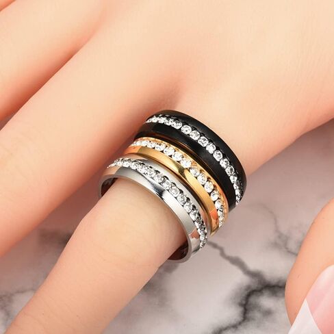 MIKAMU Ring for Women Men Stainless Steel Oval Cubic Zirconia Ring Rings for Men Best Gifts Couples Valentine's Day in Saudi Arabia