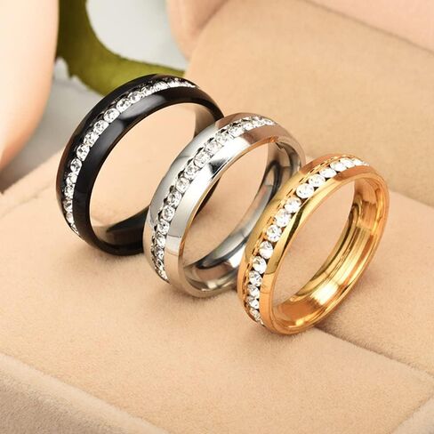 MIKAMU Ring for Women Men Stainless Steel Oval Cubic Zirconia Ring Rings for Men Best Gifts Couples Valentine's Day in Saudi Arabia