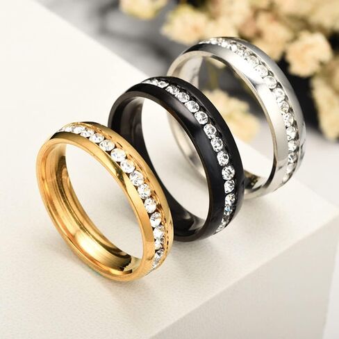 MIKAMU Ring for Women Men Stainless Steel Oval Cubic Zirconia Ring Rings for Men Best Gifts Couples Valentine's Day in Saudi Arabia