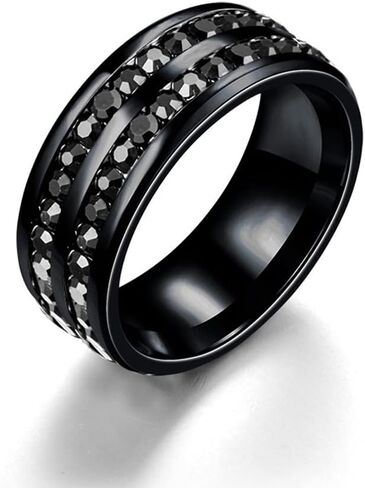 MIKAMU Ring for Women Men Stainless Steel Oval Cubic Zirconia Ring Rings for Men Best Gifts Couples Valentine's Day in Saudi Arabia