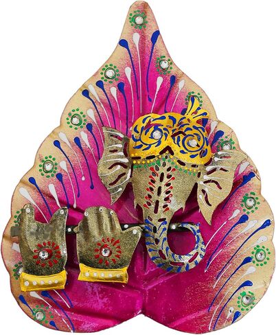 Colorful Metal Ganesha On Leaf, Wall Hanging Article for Wall Decor, Best for Gifting, Room Decor (Angels Red) in Saudi Arabia