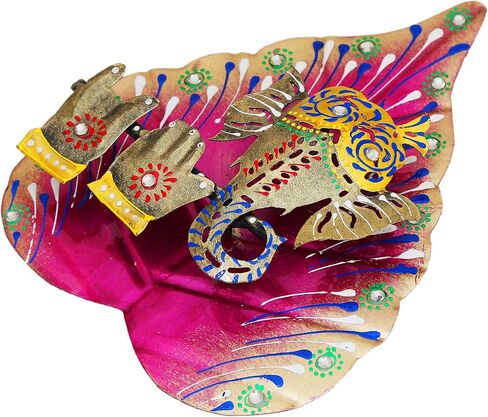 Colorful Metal Ganesha On Leaf, Wall Hanging Article for Wall Decor, Best for Gifting, Room Decor (Angels Red) in Saudi Arabia