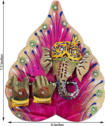 Colorful Metal Ganesha On Leaf, Wall Hanging Article for Wall Decor, Best for Gifting, Room Decor (Angels Red) in Saudi Arabia