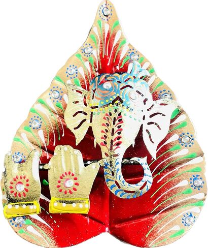 Colorful Metal Ganesha On Leaf, Wall Hanging Article for Wall Decor, Best for Gifting, Room Decor (Angels Red) in Saudi Arabia