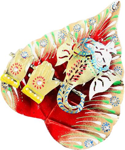 Colorful Metal Ganesha On Leaf, Wall Hanging Article for Wall Decor, Best for Gifting, Room Decor (Angels Red) in Saudi Arabia