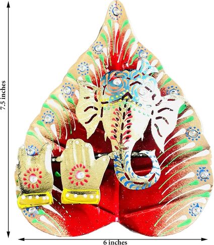 Colorful Metal Ganesha On Leaf, Wall Hanging Article for Wall Decor, Best for Gifting, Room Decor (Angels Red) in Saudi Arabia