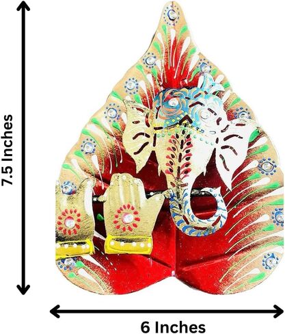 Colorful Metal Ganesha On Leaf, Wall Hanging Article for Wall Decor, Best for Gifting, Room Decor (Angels Red) in Saudi Arabia