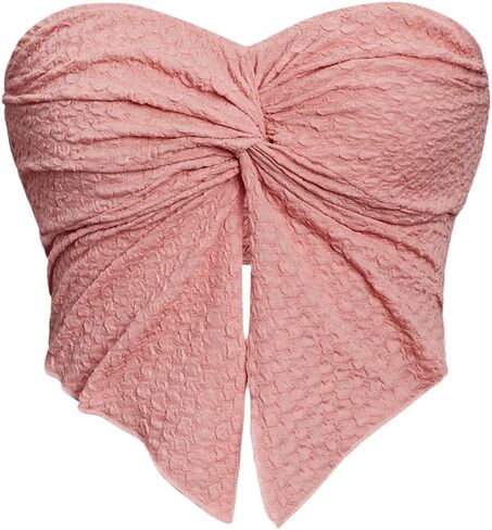 Floerns Women's 3 Piece Twist Front Split Hem Bandeau Sweetheart Neck Crop Tube Top in Saudi Arabia