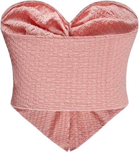 Floerns Women's 3 Piece Twist Front Split Hem Bandeau Sweetheart Neck Crop Tube Top in Saudi Arabia