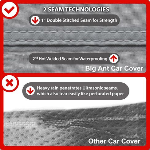 غطاء سيارة كبير النمل لسيارة Ford Mustang 1994-2023، أغطية سيارة مقاومة للماء في جميع الأحوال الجوية، متوافق مع Mustang GT/Shelby/Cobra/Bullitt/ECOBOOST، غطاء كامل من أشعة الشمس فوق البنفسجية وحماية من الرياح والثلج مع سحاب، رمادي in Kuwait