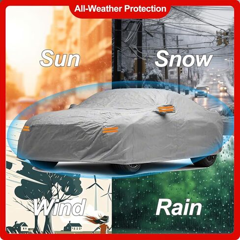 غطاء سيارة كبير النمل لسيارة Ford Mustang 1994-2023، أغطية سيارة مقاومة للماء في جميع الأحوال الجوية، متوافق مع Mustang GT/Shelby/Cobra/Bullitt/ECOBOOST، غطاء كامل من أشعة الشمس فوق البنفسجية وحماية من الرياح والثلج مع سحاب، رمادي in Kuwait