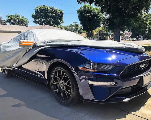 غطاء سيارة كبير النمل لسيارة Ford Mustang 1994-2023، أغطية سيارة مقاومة للماء في جميع الأحوال الجوية، متوافق مع Mustang GT/Shelby/Cobra/Bullitt/ECOBOOST، غطاء كامل من أشعة الشمس فوق البنفسجية وحماية من الرياح والثلج مع سحاب، رمادي in Kuwait