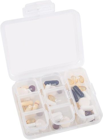 Travel Pill Organizer Small 7 Grid Compartments Pill Holder Box - Portable Medicine Container Case - Daily Weekly Medication Organizer in Saudi Arabia