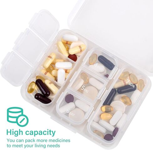Travel Pill Organizer Small 7 Grid Compartments Pill Holder Box - Portable Medicine Container Case - Daily Weekly Medication Organizer in Saudi Arabia