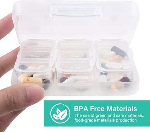 Travel Pill Organizer Small 7 Grid Compartments Pill Holder Box - Portable Medicine Container Case - Daily Weekly Medication Organizer in Saudi Arabia
