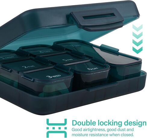 Travel Pill Organizer Small 7 Grid Compartments Pill Holder Box - Portable Medicine Container Case - Daily Weekly Medication Organizer in Saudi Arabia