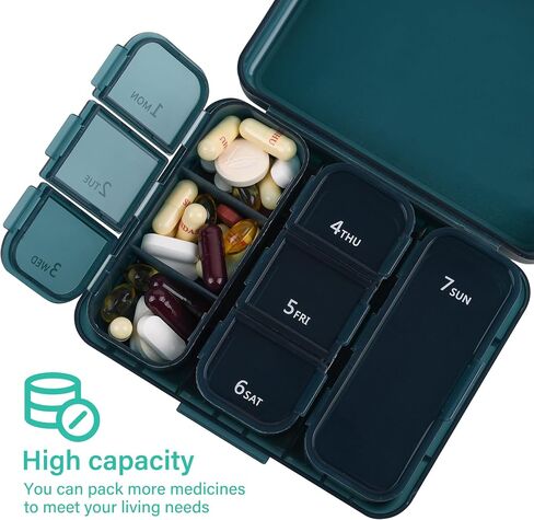 Travel Pill Organizer Small 7 Grid Compartments Pill Holder Box - Portable Medicine Container Case - Daily Weekly Medication Organizer in Saudi Arabia