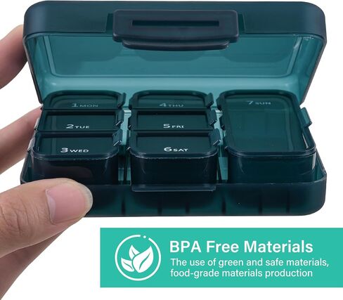 Travel Pill Organizer Small 7 Grid Compartments Pill Holder Box - Portable Medicine Container Case - Daily Weekly Medication Organizer in Saudi Arabia