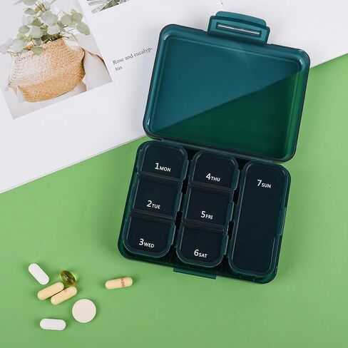 Travel Pill Organizer Small 7 Grid Compartments Pill Holder Box - Portable Medicine Container Case - Daily Weekly Medication Organizer in Saudi Arabia