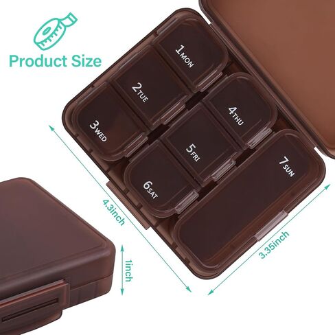 Travel Pill Organizer Small 7 Grid Compartments Pill Holder Box - Portable Medicine Container Case - Daily Weekly Medication Organizer in Saudi Arabia
