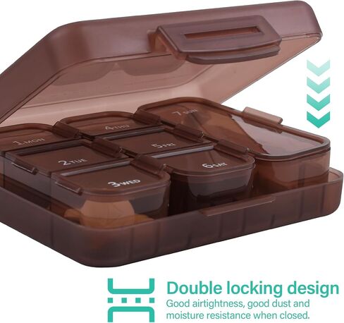Travel Pill Organizer Small 7 Grid Compartments Pill Holder Box - Portable Medicine Container Case - Daily Weekly Medication Organizer in Saudi Arabia