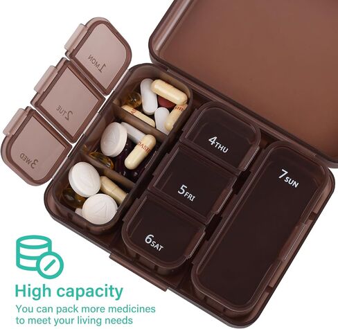 Travel Pill Organizer Small 7 Grid Compartments Pill Holder Box - Portable Medicine Container Case - Daily Weekly Medication Organizer in Saudi Arabia