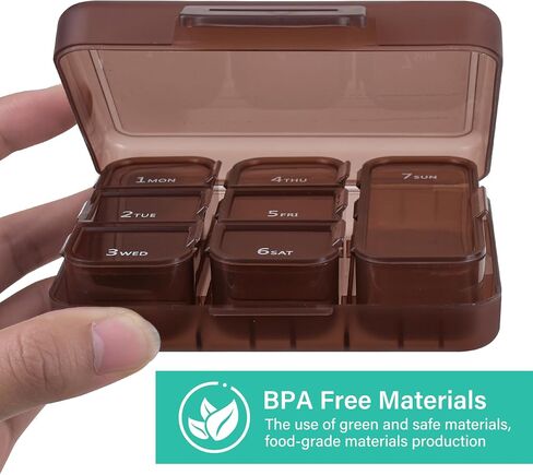 Travel Pill Organizer Small 7 Grid Compartments Pill Holder Box - Portable Medicine Container Case - Daily Weekly Medication Organizer in Saudi Arabia