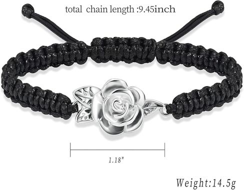 Shajwo زهرة الورد الحرق جرة سوار للرماد للنساء مجوهرات جنائزية قابل للتعديل تذكارية تذكار حبل رماد سوار in Kuwait