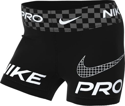 Nike Pro Dri-FIT Women's Mid-Rise 3" Graphic Training Shorts (Black/Anthracite/White, DX0076-010) Size X-Small in Saudi Arabia